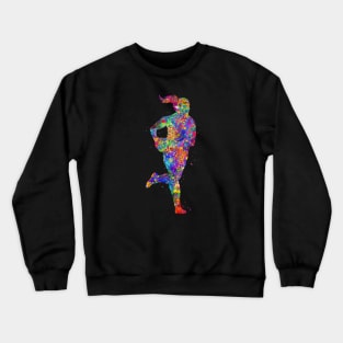 Rugby player girl watercolor Crewneck Sweatshirt